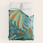 Tropical Monstera Palm Leaves on Orange Duvet Cover Gallery Image 6