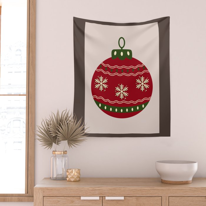 Christmas Bauble Red Wall Tapestry Gallery Image 2