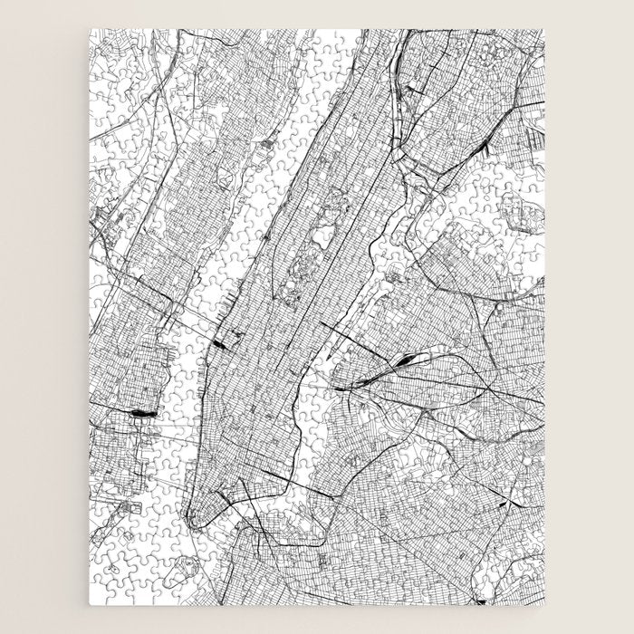 New York City White Map Jigsaw Puzzle Gallery Image 1
