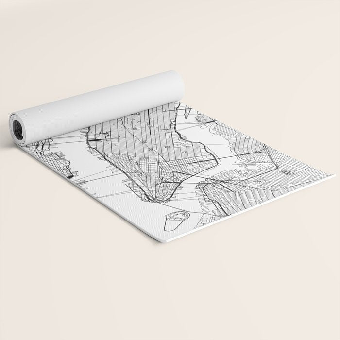 New York City White Map Yoga Mat Gallery Image 2