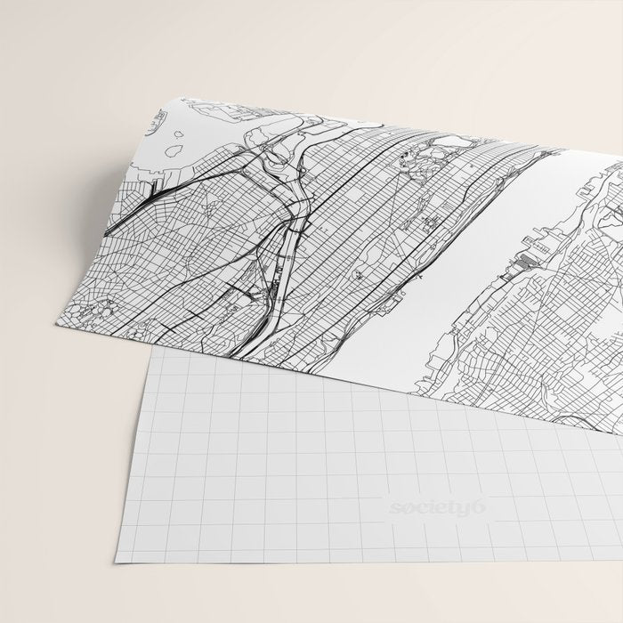 New York City White Map Wrapping Paper Gallery Image 2