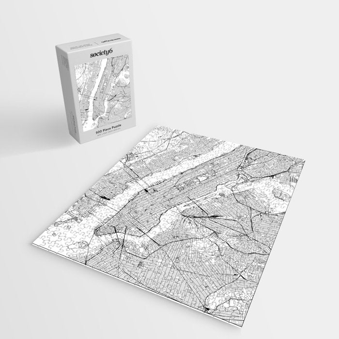 New York City White Map Jigsaw Puzzle Gallery Image 2