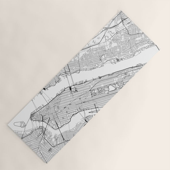 New York City White Map Yoga Mat Gallery Image 1