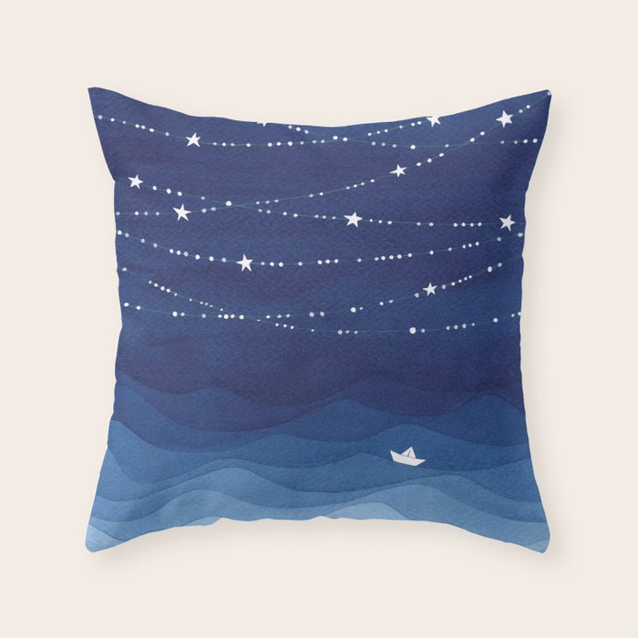 Garland of Stars IV, night sky Throw Pillow Gallery Image 6