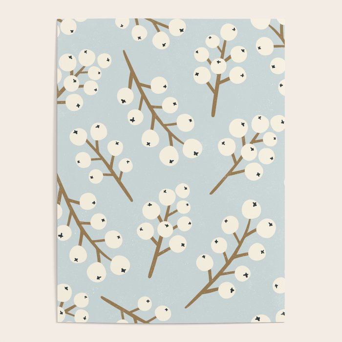 Berries and Branches - Light Blue Poster Gallery Image 4