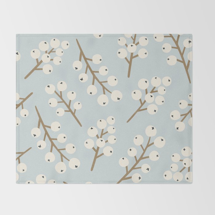 Berries and Branches - Light Blue Throw Blanket Gallery Image 2