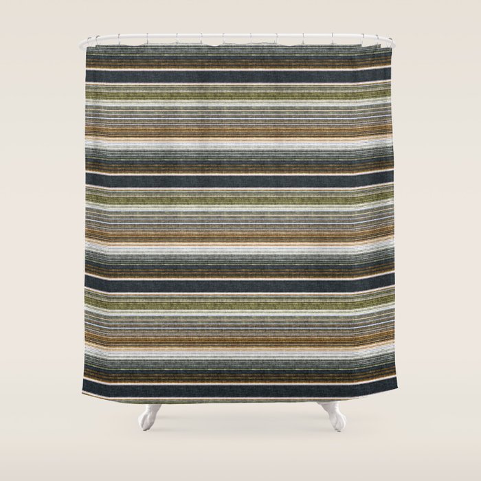 serape southwest stripe - muted natural tones Shower Curtain Gallery Image 1