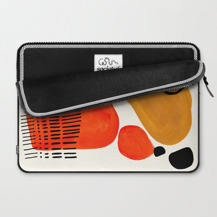 Fun Abstract Minimalist Mid Century Modern Yellow Ochre Orange Organic Shapes & Patterns Laptop Sleeve Gallery Image 2