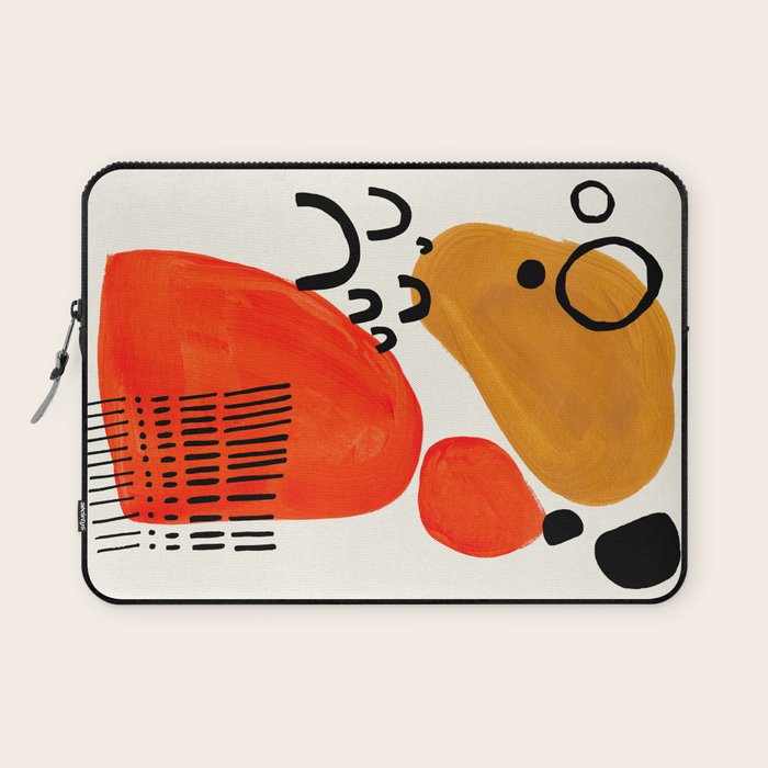 Fun Abstract Minimalist Mid Century Modern Yellow Ochre Orange Organic Shapes & Patterns Laptop Sleeve Gallery Image 1