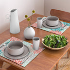 Floral Pattern, Orange, Teal, Mint Green, Flower Print Placemat Gallery Image 2