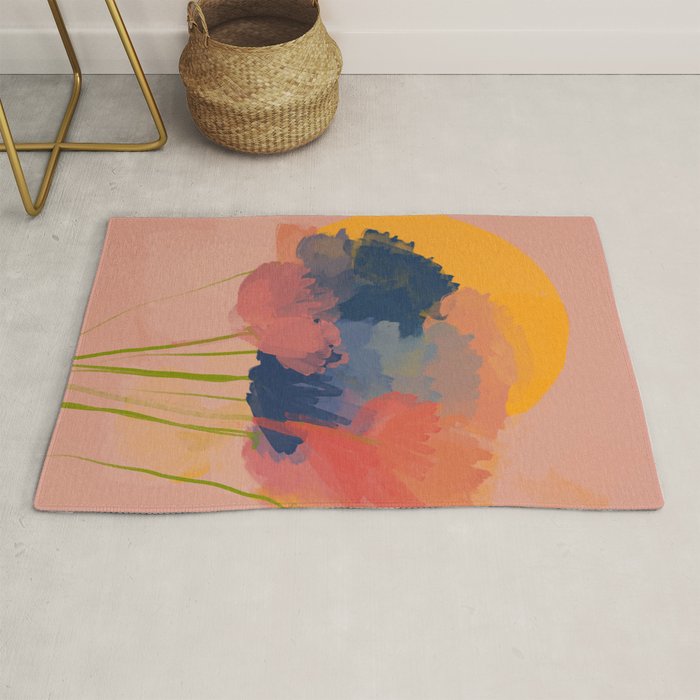 Colorful Messy Flowers In The Sun Rug Gallery Image 1
