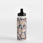 Whimsical Gingerbread Christmas Village // blue and brown Water Bottle Gallery Image 2