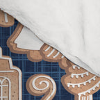 Whimsical Gingerbread Christmas Village // blue and brown Comforter Gallery Image 4