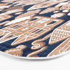Whimsical Gingerbread Christmas Village // blue and brown Bath Mat Gallery Image 3