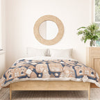 Whimsical Gingerbread Christmas Village // blue and brown Duvet Cover Gallery Image 3
