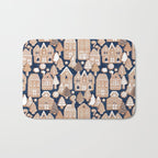Whimsical Gingerbread Christmas Village // blue and brown Bath Mat Gallery Image 1
