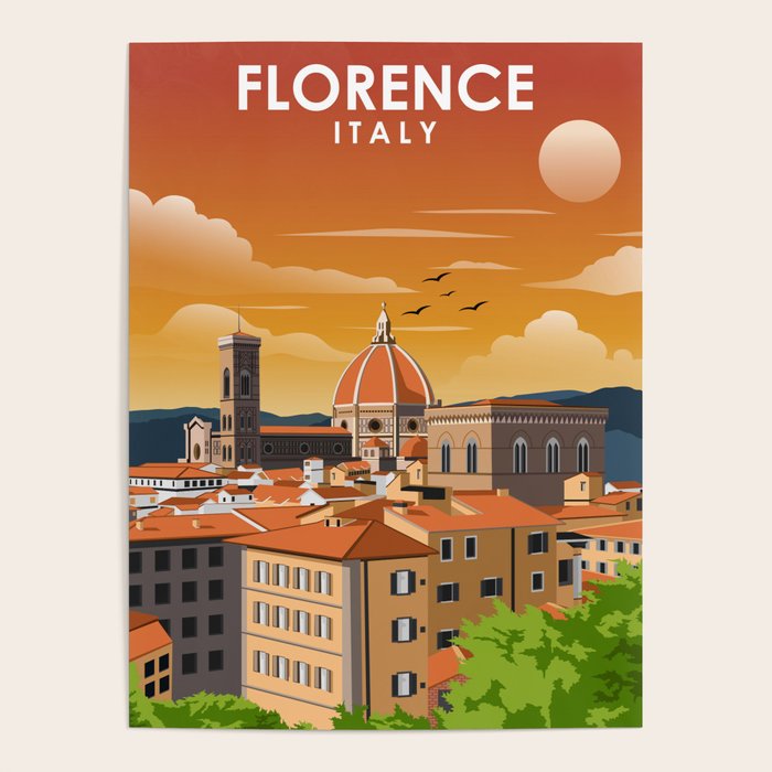 Florence Italy Tuscany Vintage Minimal Travel Poster Poster Gallery Image 4