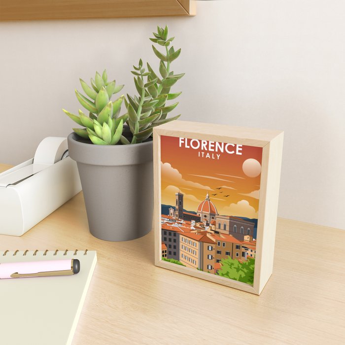Florence Italy Tuscany Vintage Minimal Travel Poster Mini Art Print Gallery Image 2