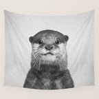 Otter - Black & White Wall Tapestry Gallery Image 4