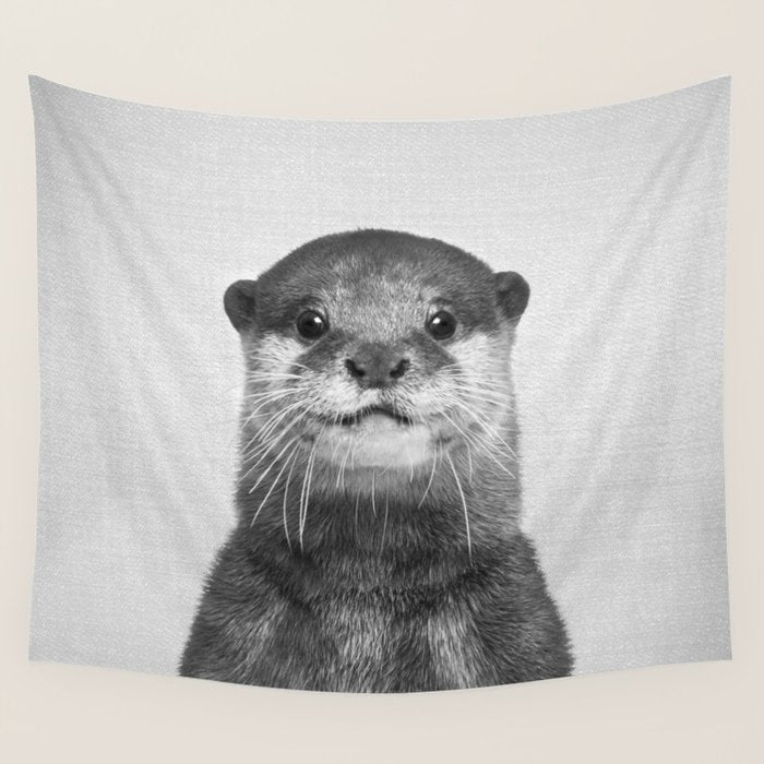 Otter - Black & White Wall Tapestry Gallery Image 1