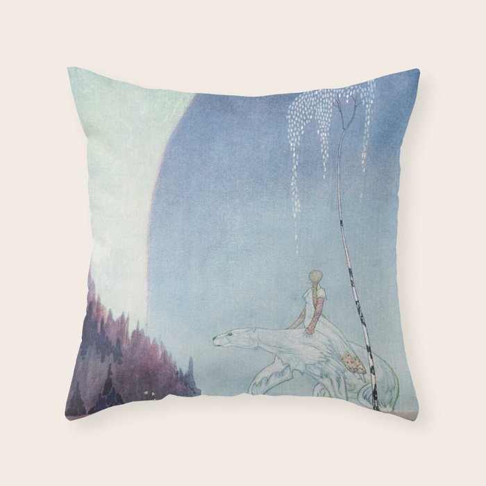 kay nielsen Well mind and hold tight by my shaggy coat and then there's nothing to fear said the Bea Throw Pillow Gallery Image 6