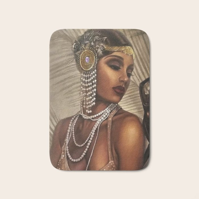 African American Masterpiece 'Cotton Club Flapper Dance Girl' Portrait Painting Bath Mat Gallery Image 1