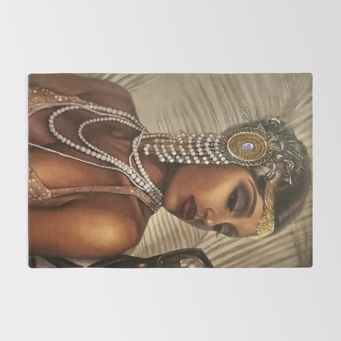 African American Masterpiece 'Cotton Club Flapper Dance Girl' Portrait Painting Rug Gallery Image 2