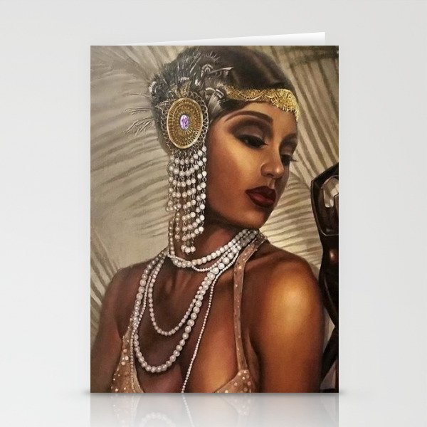 African American Masterpiece 'Cotton Club Flapper Dance Girl' Portrait Painting Stationery Card Gallery Image 2