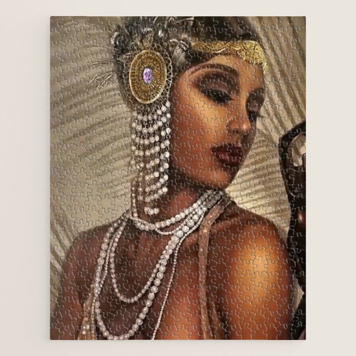 African American Masterpiece 'Cotton Club Flapper Dance Girl' Portrait Painting Jigsaw Puzzle Gallery Image 1