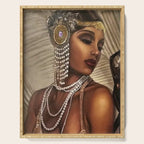 African American Masterpiece 'Cotton Club Flapper Dance Girl' Portrait Painting Serving Tray Gallery Image 1