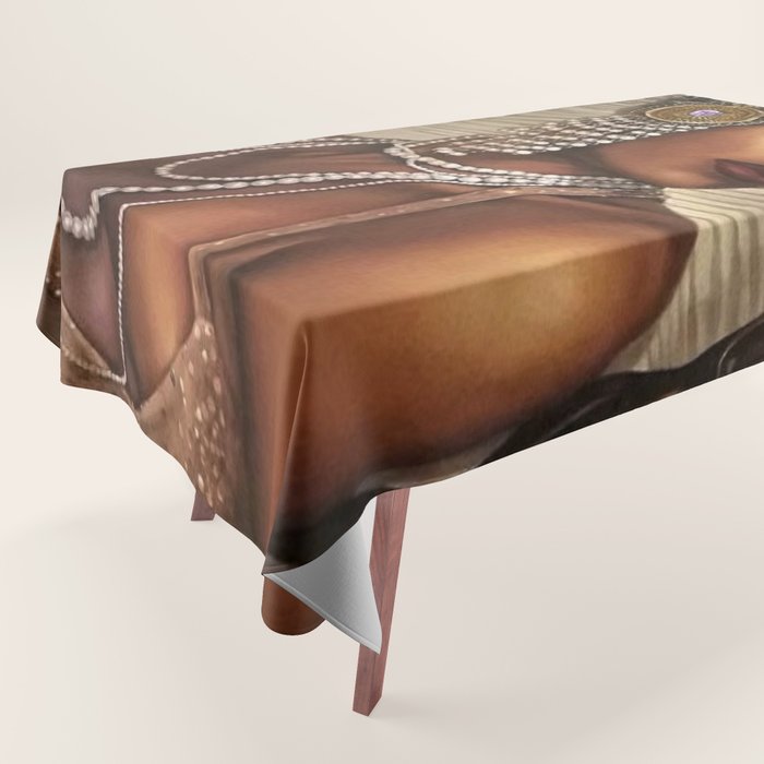 African American Masterpiece 'Cotton Club Flapper Dance Girl' Portrait Painting Tablecloth Gallery Image 1