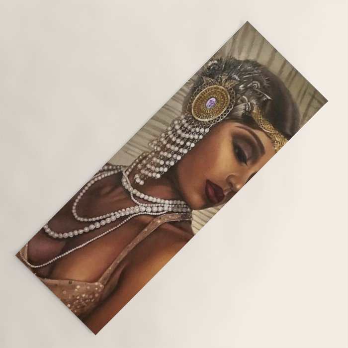 African American Masterpiece 'Cotton Club Flapper Dance Girl' Portrait Painting Yoga Mat Gallery Image 1