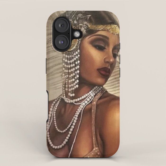 African American Masterpiece 'Cotton Club Flapper Dance Girl' Portrait Painting iPhone Case Gallery Image 1