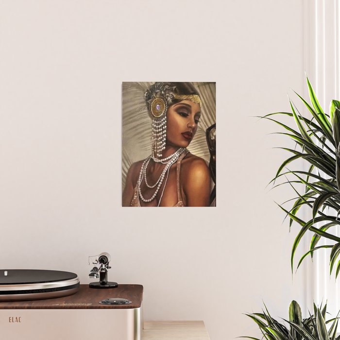African American Masterpiece 'Cotton Club Flapper Dance Girl' Portrait Painting Poster Gallery Image 2