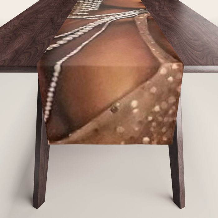 African American Masterpiece 'Cotton Club Flapper Dance Girl' Portrait Painting Table Runner Gallery Image 1