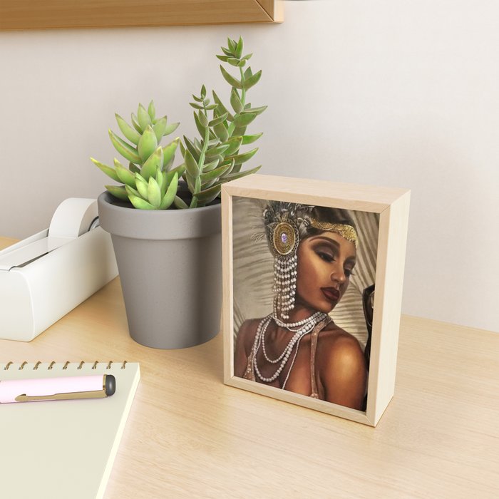 African American Masterpiece 'Cotton Club Flapper Dance Girl' Portrait Painting Mini Art Print Gallery Image 2