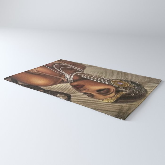 African American Masterpiece 'Cotton Club Flapper Dance Girl' Portrait Painting Rug Gallery Image 3