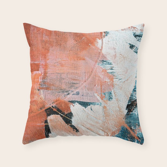 Interrupt [2]: a pretty minimal abstract acrylic piece in pink white and blue by Alyssa Hamilton Art Throw Pillow Gallery Image 6