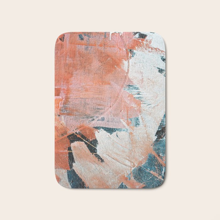 Interrupt [2]: a pretty minimal abstract acrylic piece in pink white and blue by Alyssa Hamilton Art Bath Mat Gallery Image 1