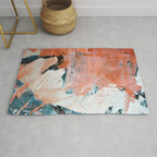 Interrupt [2]: a pretty minimal abstract acrylic piece in pink white and blue by Alyssa Hamilton Art Rug Gallery Image 1