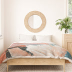 Interrupt [2]: a pretty minimal abstract acrylic piece in pink white and blue by Alyssa Hamilton Art Duvet Cover Gallery Image 3