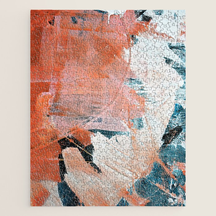 Interrupt [2]: a pretty minimal abstract acrylic piece in pink white and blue by Alyssa Hamilton Art Jigsaw Puzzle Gallery Image 1