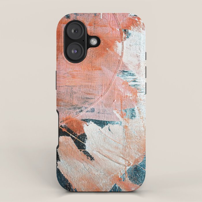 Interrupt [2]: a pretty minimal abstract acrylic piece in pink white and blue by Alyssa Hamilton Art iPhone Case Gallery Image 1