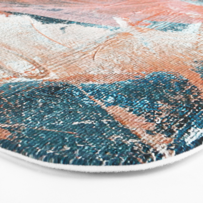 Interrupt [2]: a pretty minimal abstract acrylic piece in pink white and blue by Alyssa Hamilton Art Bath Mat Gallery Image 3