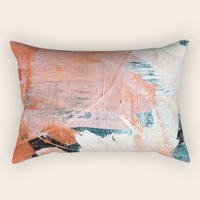 Interrupt [2]: a pretty minimal abstract acrylic piece in pink white and blue by Alyssa Hamilton Art Rectangular Pillow Gallery Image 1