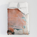 Interrupt [2]: a pretty minimal abstract acrylic piece in pink white and blue by Alyssa Hamilton Art Duvet Cover Gallery Image 6