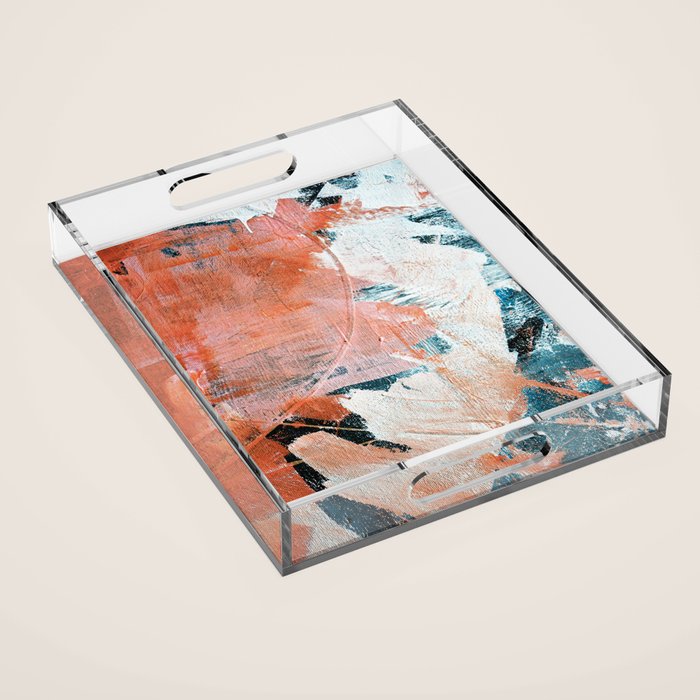 Interrupt [2]: a pretty minimal abstract acrylic piece in pink white and blue by Alyssa Hamilton Art Acrylic Tray Gallery Image 1