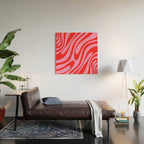 Preppy Pink and Red Retro Abstract Wavy Loops Pop Pattern Wood Wall Art Gallery Image 2