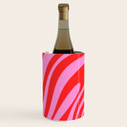 Preppy Pink and Red Retro Abstract Wavy Loops Pop Pattern Wine Chiller Gallery Image 3