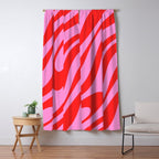 Preppy Pink and Red Retro Abstract Wavy Loops Pop Pattern Window Curtain Gallery Image 5